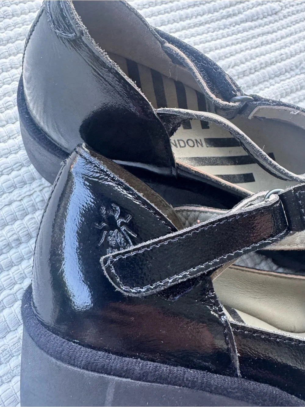 FLY London Black Patent Mary Jane Platform Shoes EU 40 Chunky Comfort Leather